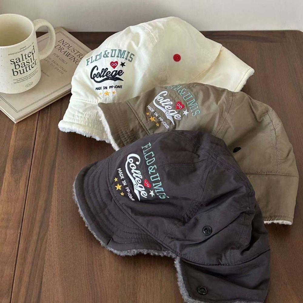 Stickerei Warme Plüschmütze Kunstpelz Plüsch Baseballkappe Retro Ohrenschützer Mütze Outdoor