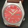 JAPAN 7009A VINTAGE SEIKO 5 AUTOMATIC MENS RED COLOR DIAL WATCH a701387-5 R206a-a701387