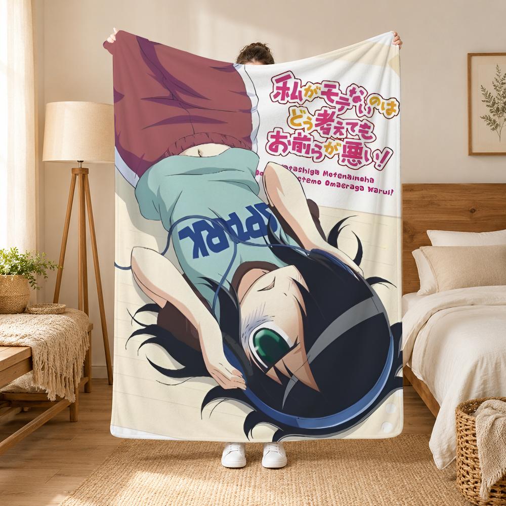 WataMote Anime Throw 240g Flannel Blanket, Suitable for Sofas, Beds, Offices, Exquisite Gift Blankets