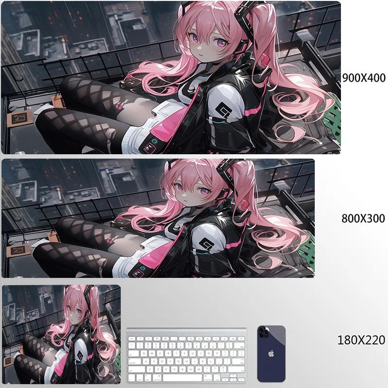 Large Gaming Mousepad Cute Anime Girls Locking Edge Keyboard Mouse Pad Gamer Non-Slip Computer Mouse Mat Kawaii Deskmat Carpet