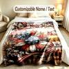Amerikanisches Patriotisches Thema Benutzerdefinierte Decke Personalisierter Name & Text Angepasste Weiche Warme Überwurfdecke Heimdekoration