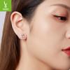 S925 Sterling Silver Pink Fox Stud Earrings, Exquisite And Small Animal Stud Earrings For Women