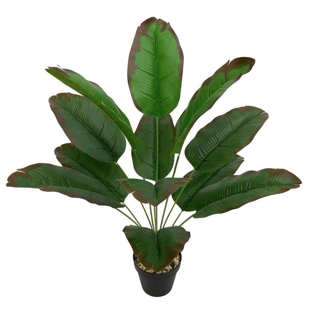 1 st Utan handfat Konstgjorda Växter Stor Tropisk Palm Falska Bananblad Äkta Plast Monstera För Hem Trädgård Fest Inredning