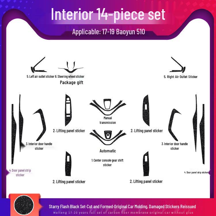 Carbon Fiber Dashboard Sticker for 17-19 Baojun 510 - Interior Modification & Anti-Kick Protection
