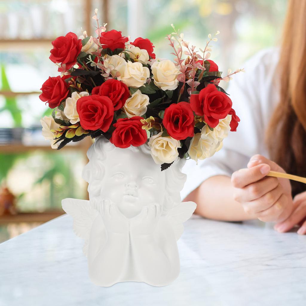 Cherub Angel Resin Flower Pot Compact Planter Pot for Indoor Outdoor Plants Office Coffee Shop Balcony Decor Heavenly Minimalist