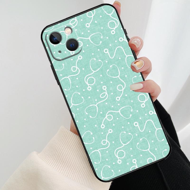 Cute Stethoscope Heart Phone Case For iPhone 17 Pro Max 16 15 11 13 12 14 Pro Max mini 15 16 Plus 16e 17 Air Cover