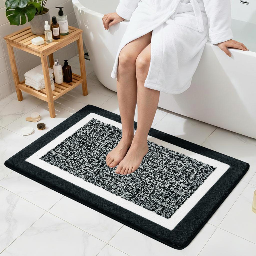 Microfiber Non-Slip Bath Mats for Bathroom Soft Water Absorbent Bathroom Mats Rugs Machine Washable Quick Dry Floor Mats