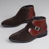 New Designer Winter Pointed Toe Belt Buckle Chelsea Ankle Boots For Men's Fashion All Match Monk Strap Shoes Zapatos Hombre