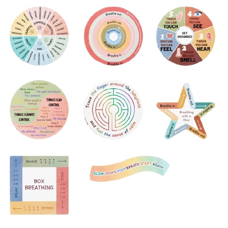 8/9 Pcs Textured Calm Sticker Anxiety Calming Sticker Anxiety Sensory Sticker Stress Relief Sticker for Office
