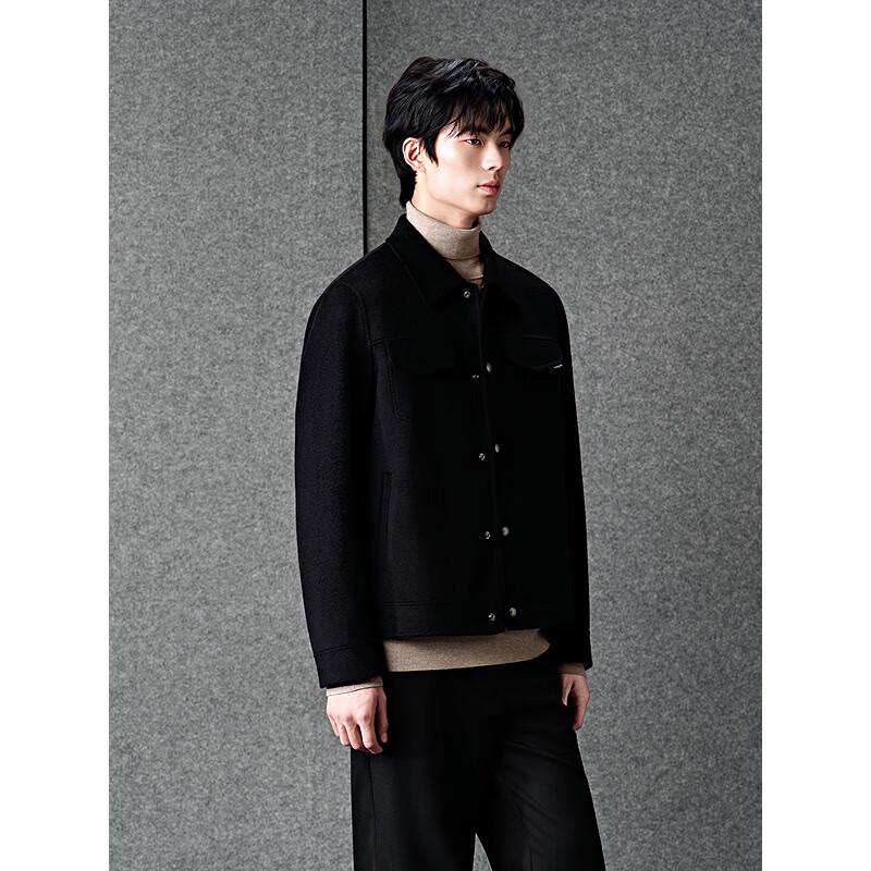 GXG Men's Black 100% Wool Short Commuter Coat