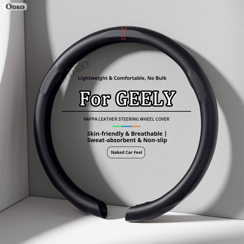 For Geely Tugella Emgrand EC7 X7 Nappa Leather grain Car Steering Wheel Cover Breathable and Anti Slip Accessories