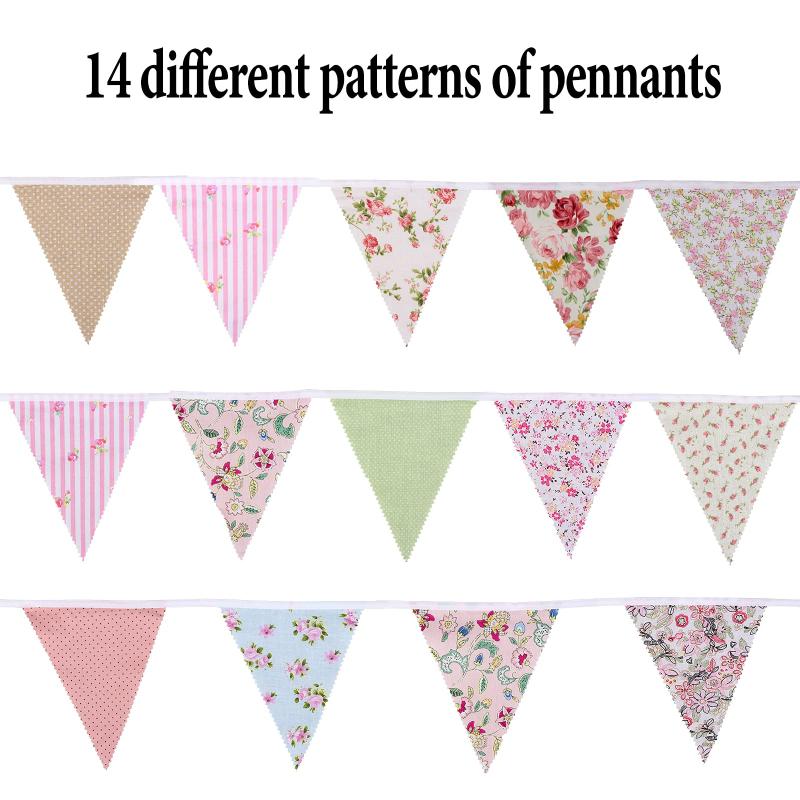 Triangle Bunting Flags 12M/40Ft Reusable Easy to Hang Banner for Wedding Birthday Bachelorette Party Decor
