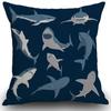 Cute Blue Cartoon Shark Double Sided Pillowcase Creative Animal Print Decorative Cushion Cover for Sofa Insert Not Included