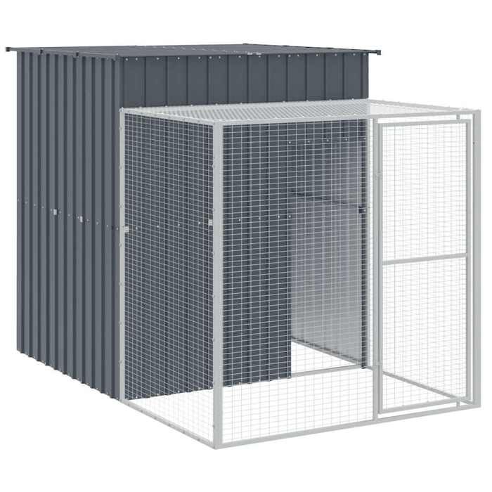 VidaXL Poulailler avec cour anthracite 165x251x181 cm acier galvanisé, poulailler, enclos à poules, poulailler avec enclos, 172367