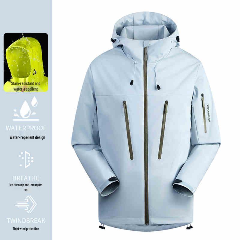 Big Brand Blue Assault Jacket 2025: Windproof, Waterproof, Stylish for Men & Women, Ideal for Spring & Autumn Mountaineering.