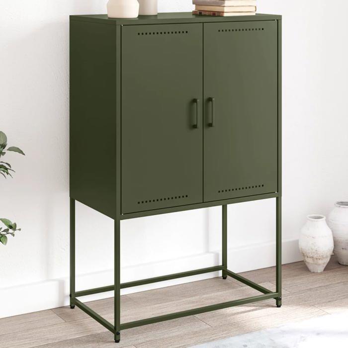 VidaXL Highboard Olive Green 68.5x38.5x107 Cm Steel, Sideboard, Cupboard, Side Cabinet, Cabinet, Storage Cabinet, 846510