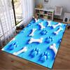 Bones and Paw Prints on Blue Rug Non-slip rug suitable for living room and bedroom sofas.
