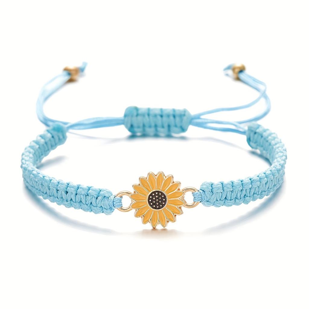 [Synthetic Fiber Rope Fashion Accessory] Chic Sunflower & Daisy Braided Bracelet - Fashion Accessory, Synthetic Fiber Rope