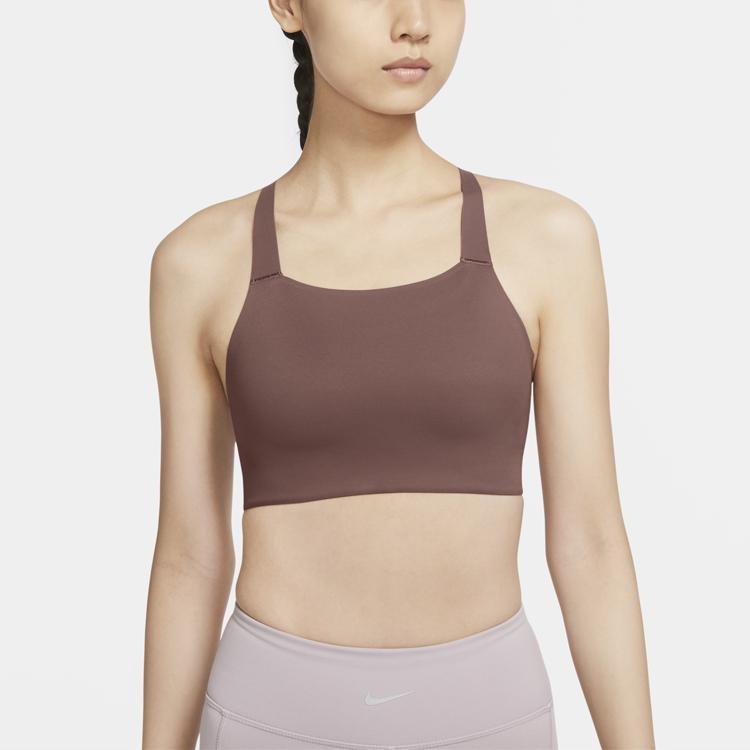 Nike Swoosh Luxe Solid Medium Support Sports Bra Tank Women Underwear Desert CJ0545-298