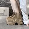 Moda 9CM Botines de Tobillo para Mujer Cuero de Microfibra Botas de Plataforma Alta Otoño Invierno Botines Gruesos Slip on Botas Cortas Punk Zapatillas