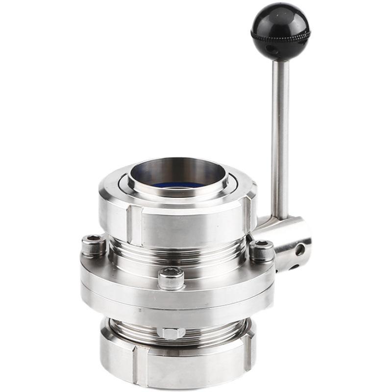 Valvola a Farfalla T-Type Filettata in Acciaio Inox 304, Manuale, Grado Sanitario, Filetto Esterno, Set Completo