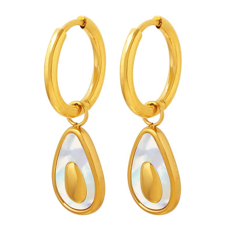 Korean Trendy Avocado Shell Earrings: Geometric, Colorful, Elegant Ear Studs
