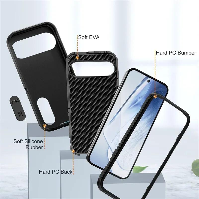 Husă 3IN1 Defender Heavy Duty cu Suport Invizibil pentru Google Pixel 10 9 Pro XL Armor Ott Box Hard Rezistentă la Căderi Husă de Protecție