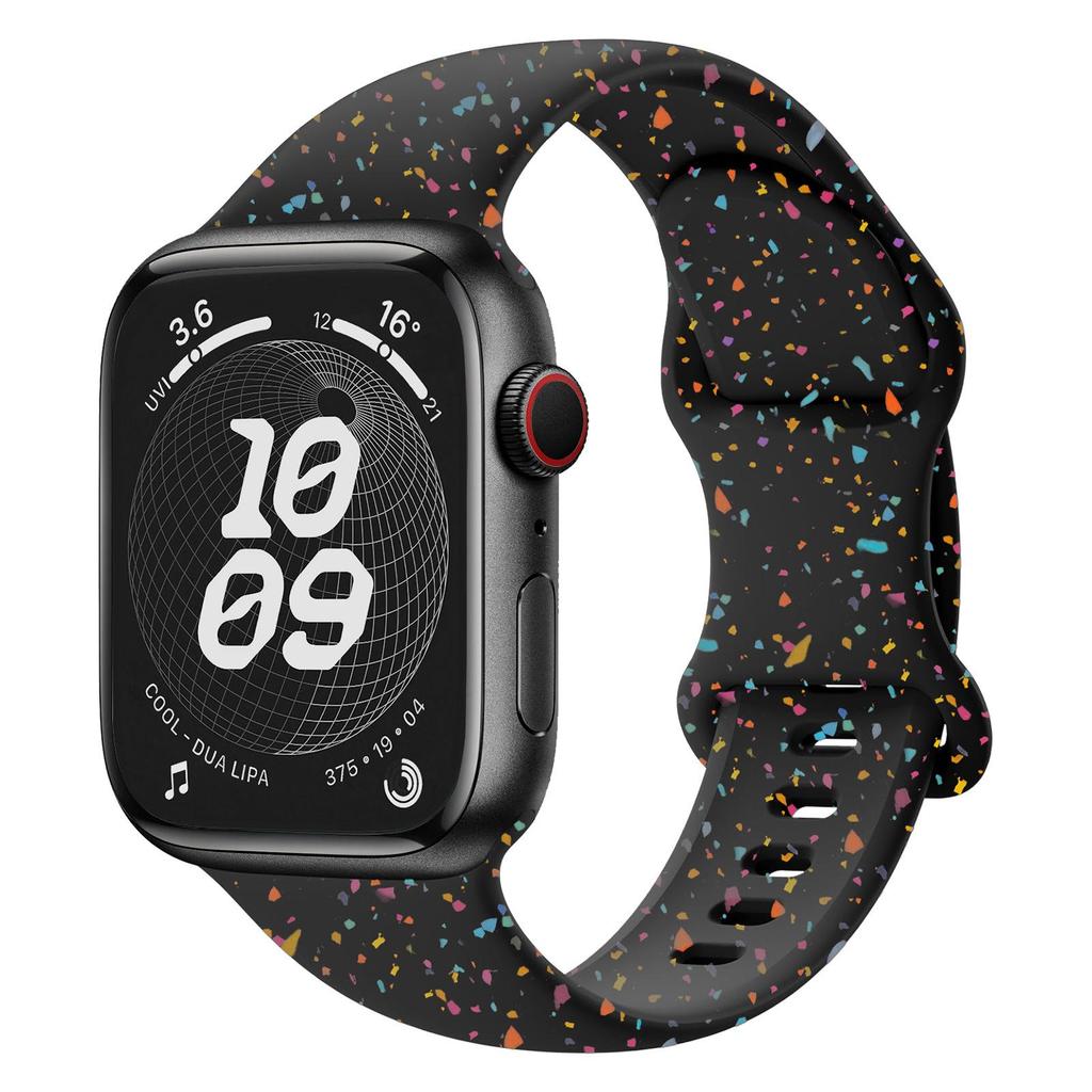 Cinturino per Apple Watch per iWatch 9/S11/Ultra - Silicone con Coriandoli e Fibbia a Farfalla