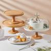 Bamboo Cake Dome Cover Appetizer Serving Tray Cheese Snacks Board Platter Round Birthday