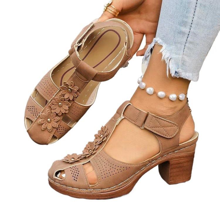 Anti-slip Women's Platform Sandals, Large Size, Thick Heel, Round Toe, Casual Shoes