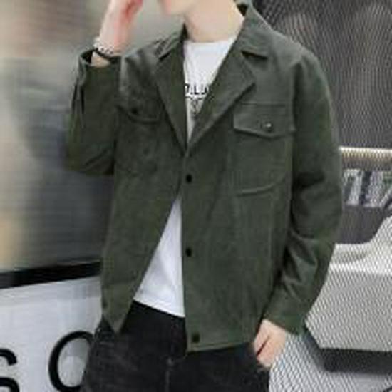 Men's Large Lapel Corduroy Jacket - Stylish Embroidered Spring/Autumn Coat