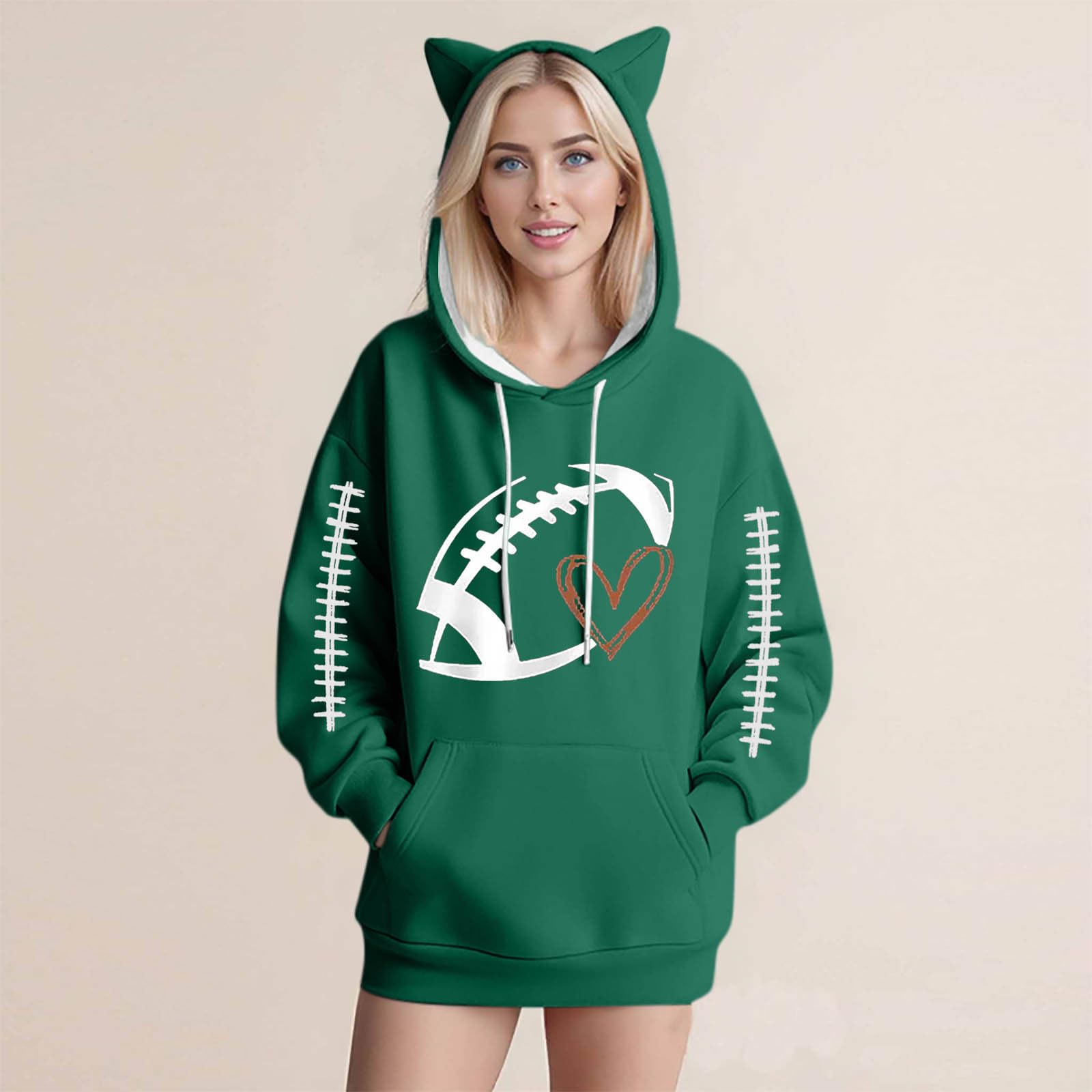 

Women s Fashion Casual Long Sleeve Hooded Sweatshirt Tops L армия зеленый
