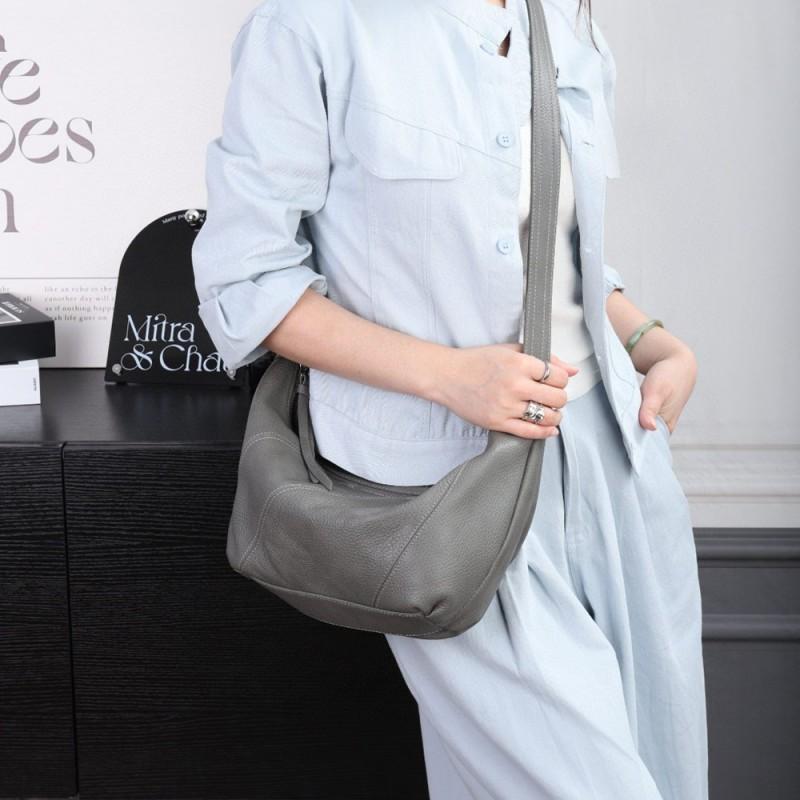 

High-end Natural Cowhide Dumpling Bag All-matching Genuine Leather Women s Casual Fashionable One-shoulder Cross-body 23x9x22cm