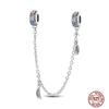 Star Moon Slide Safety Chains Charms 925 Sterling copper Heart Evil eyes Silicone Spacer Beads Fit Original Bracelet DIY Zircon