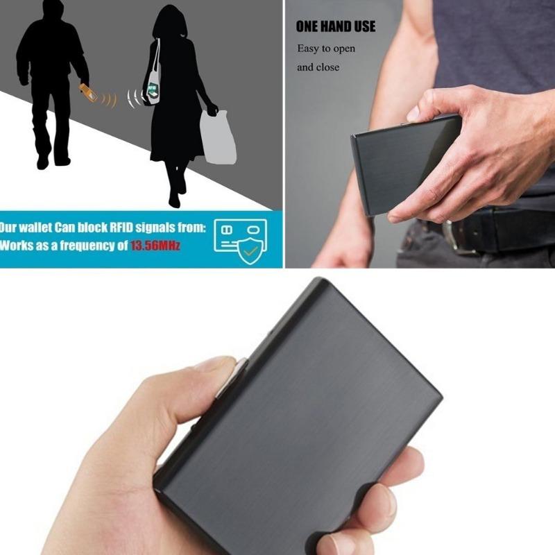 1 Stück Taschen-Stahlhalter Edelstahl Visitenkartenhalter RFID-Blockierhülle Box