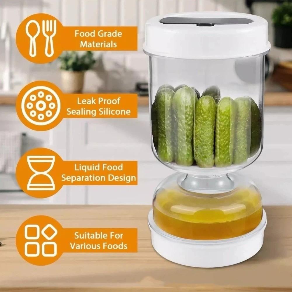 New Airtight Strainer Jar Transparent Reusable Pickle Container Juice Separator Easy Wash Hourglass Jar Kitchen Use