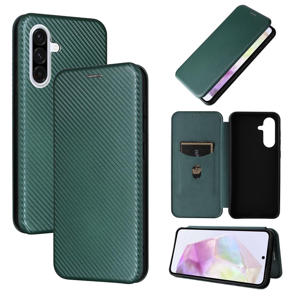 For Samsung Galaxy A56 5G Case Carbon Fiber Texture Drop-Proof PU Leather Phone Cover