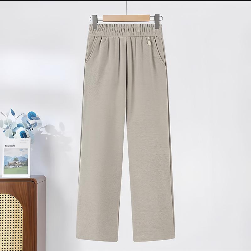 Women's Autumn/Winter High-Waisted Elastic Wool Trousers - Plus Size, Stylish & Loose Fit for Middle-Aged and Elderly Moms (2025 Collection)