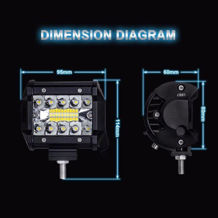 4" 60W Projecteur LED Lampe de travail Barre LED Phare 10800LM, Etanche IP67, Feux Antibrouillard pour Voiture Hors Diurne Lumière
