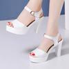 10cm 13cm Comfortable Genuine Leather Sandals Chunky Platform Shoes 2025 Summer Block High Heels Sandals Women for Office Model