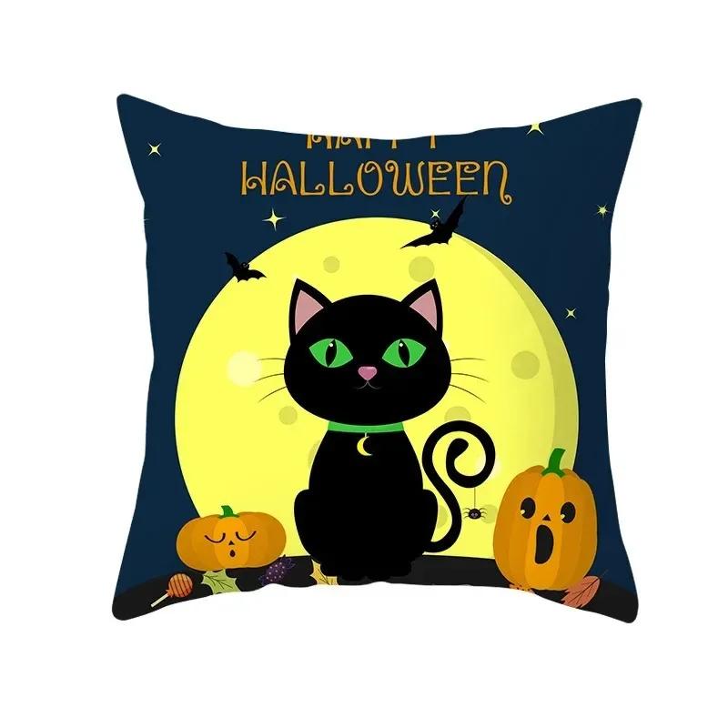 Halloween decorative cushion funny cat pillow sleeve is suitable for home living room sofa waist cushion bedroom decoration