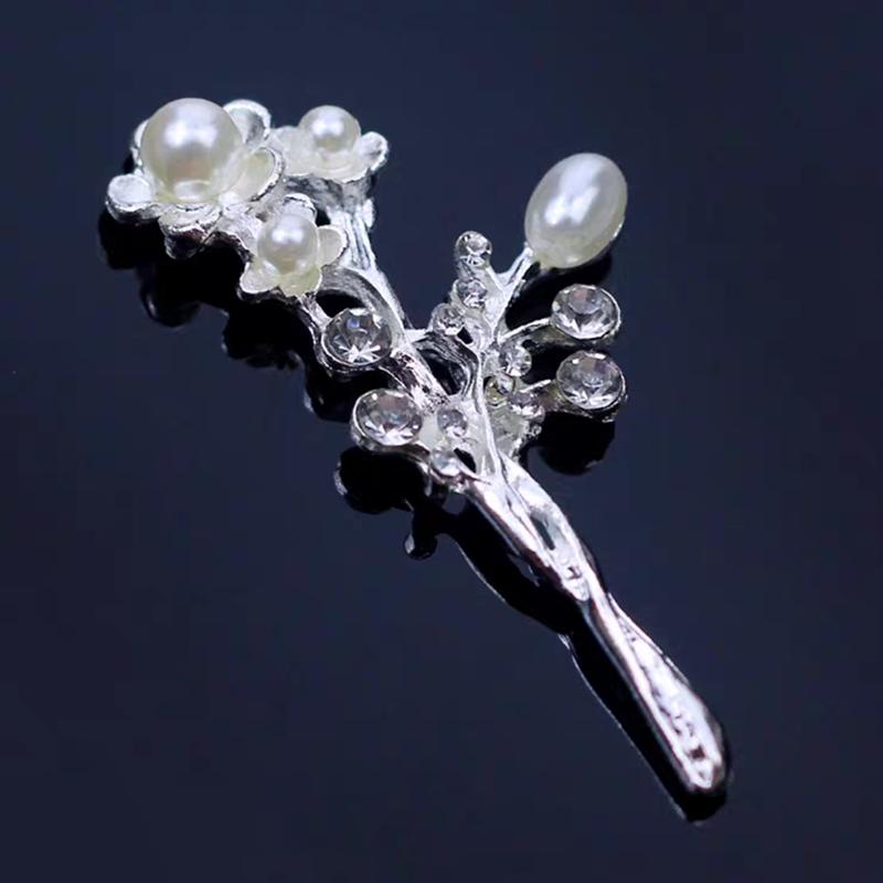 

Engood 60Pcs Pearl Rhinestone Bouquet Branch Button Sewing Trim Embellishment Craft Buckle DIY Handmade Hair Phone Bag Jewelry срібний