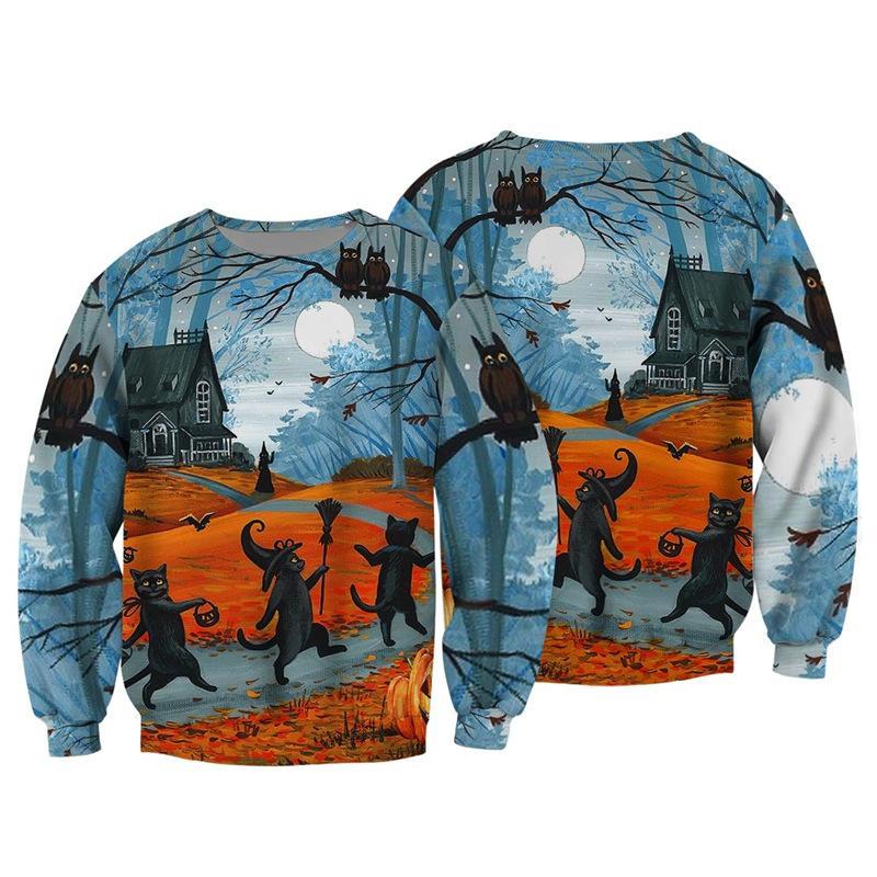 Autumn 3D Pumpkin Theme Printed Sweatshirts Fashionable Casual Sports Long Sleeved Men's Sweatshirts
