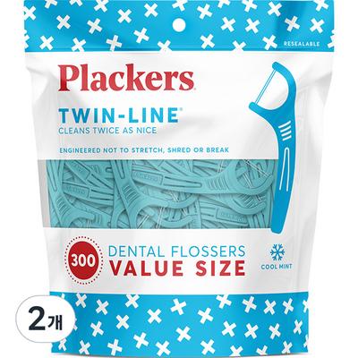 Flackers Twin Line Dental Floss, 300 Pieces, 2 Pieces