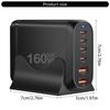 Multiple Device Charging Station, 160W USB C Charger with Double USB & 4Type C Port, for Electronics Devices Travel Use