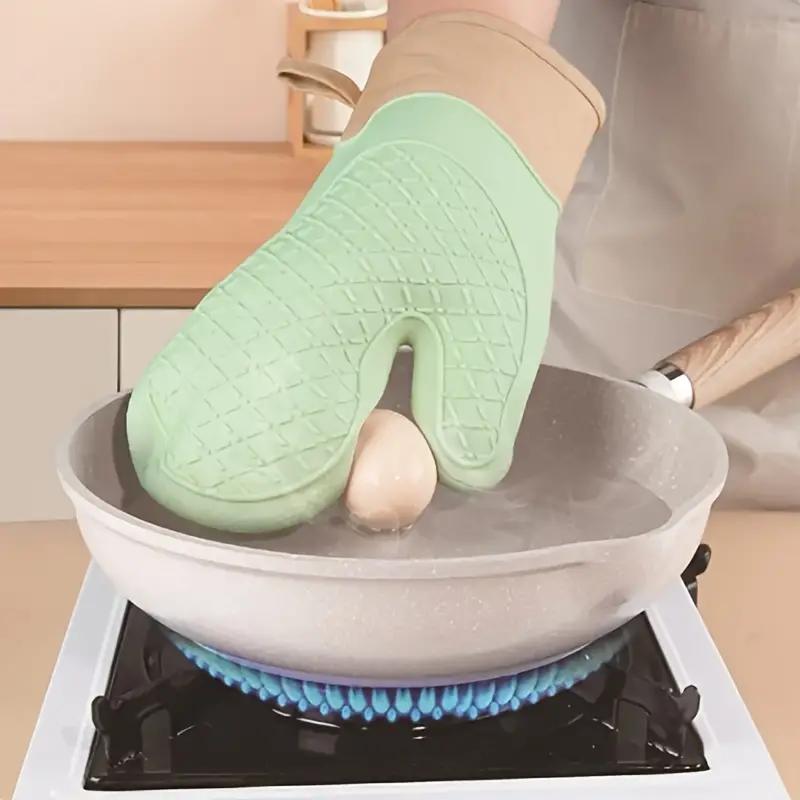 1pc, Silicone Insulated Glove, Anti Slip, Lengthened, Thickened And High-Temperature Resistant Kitchen Anti Scalding Utensils, Kitchen Supplies