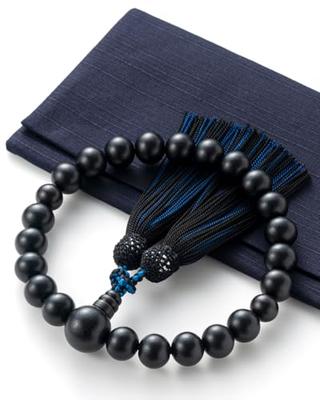 Fukushodo Men's Buddhist Prayer Beads [Supervised by Funeral Professionals, Kyoto Traditional Crafts] Funeral, Informal Prayer Beads for Men, Ebony X