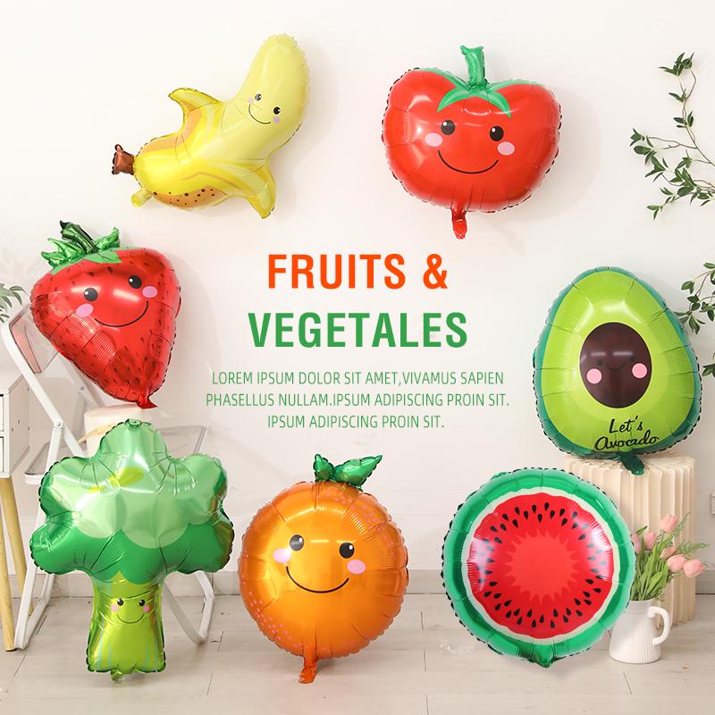 Fruit & Veggie Shaped Foil Balloons - Party Decor & Photo Props for Birthdays and Events