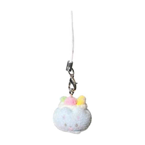 Decorative Pendant with Lanyard Flocked Cake Dog Pig Bear Shape Keychain Bag Charm Mobile Phone Hanging Ornament