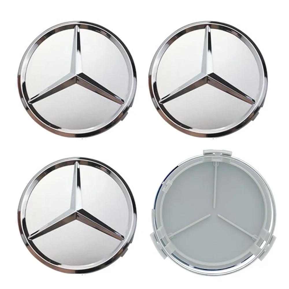 

C200 E200 New 2025 For Mercedes Benz 4pcs 75mm Car Wheel Center Caps Rims Hub Caps For Mercedes Benz W204 205 A B C E S CLA CLK